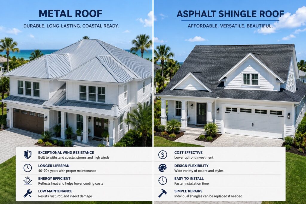 metal roof vs shingles coastal Florida homes Destin FL
