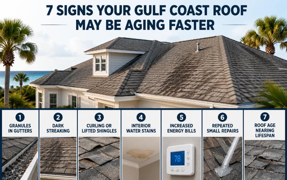 7 Signs Your Gulf Coast Roof May Be Aging Faster infographic